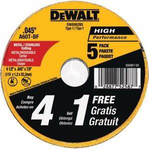 DEWALT 4-1/2 Cutting Wheel (5-Pack) - Chucks, Bits and Blades