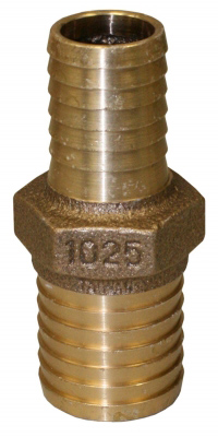 1 INCH X 1.25INCH BRASS HOSE BARB - Plastic Pipe to Plastic Pipe with Hex