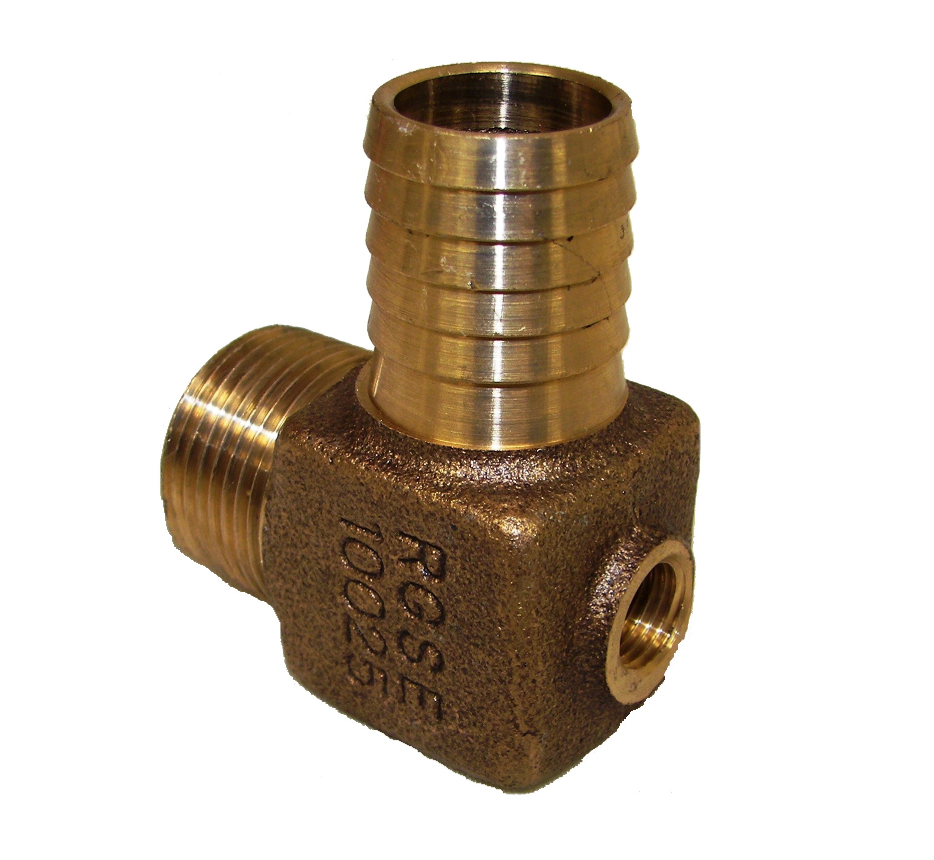 3/4" BRASS X 1" BARB ELBOW W/PORT - Pipes and Fittings